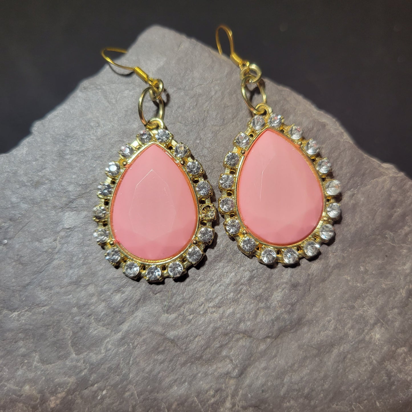 Pink Sparkle Teardrop Earrings