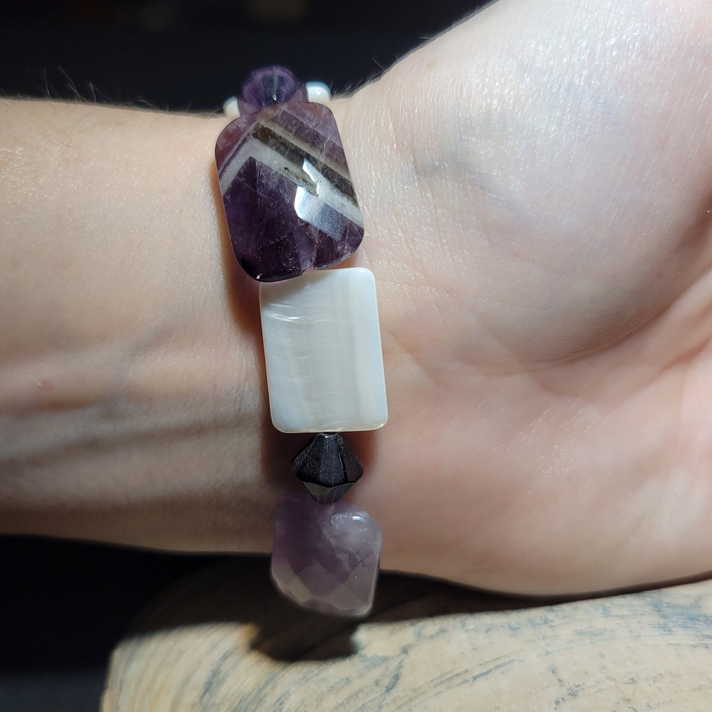 Amethyst and Shell Bracelet