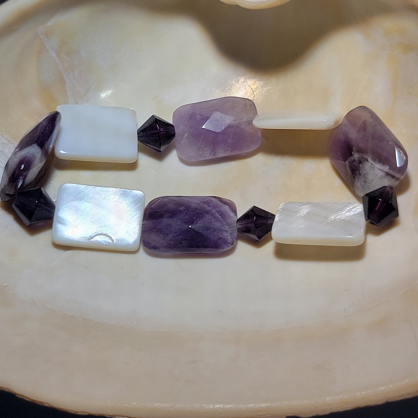 Amethyst and Shell Bracelet