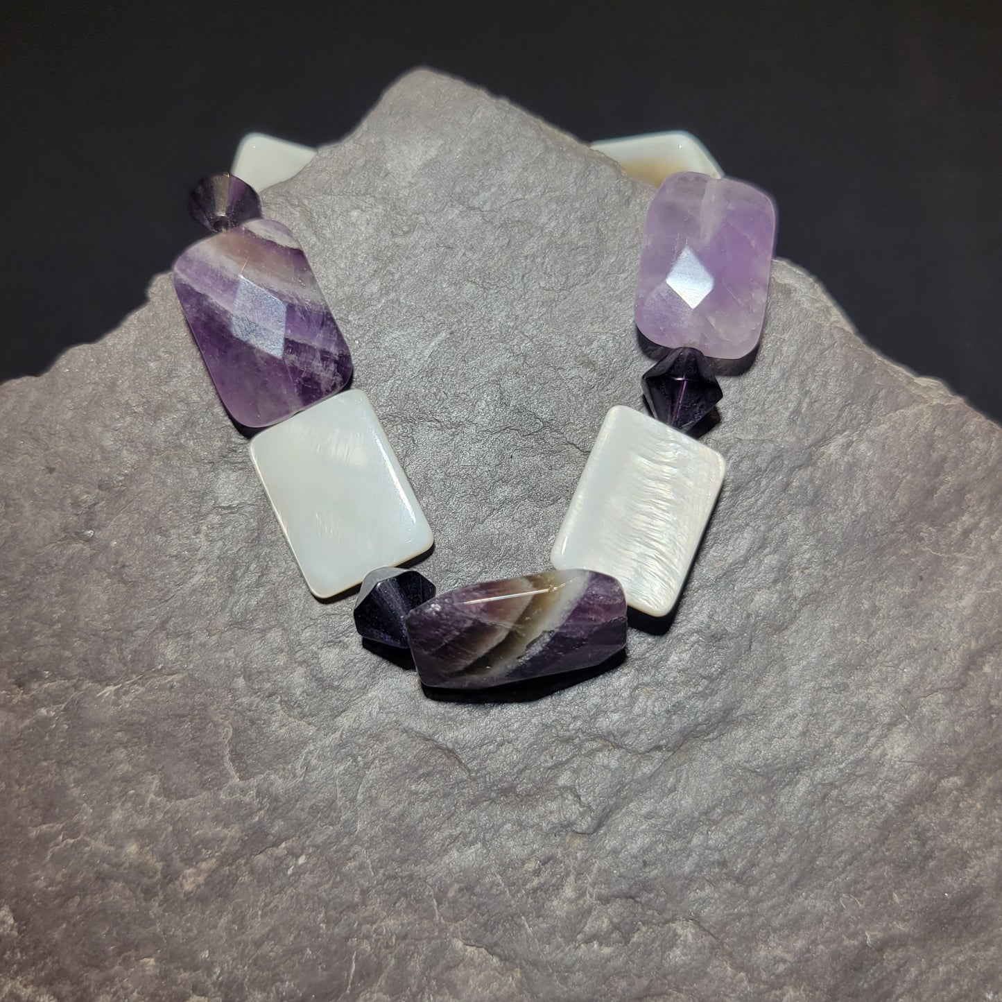 Amethyst and Shell Bracelet