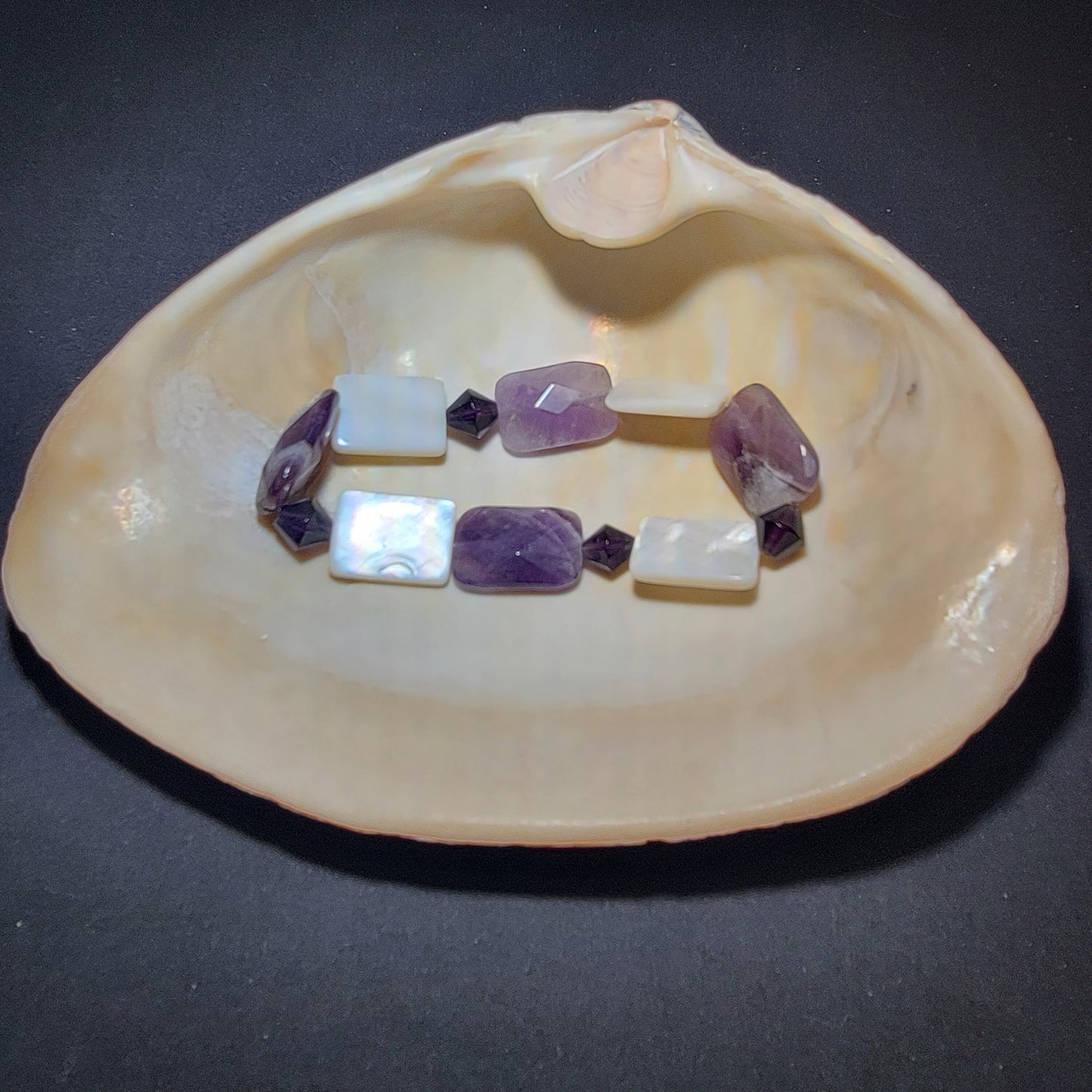 Amethyst and Shell Bracelet