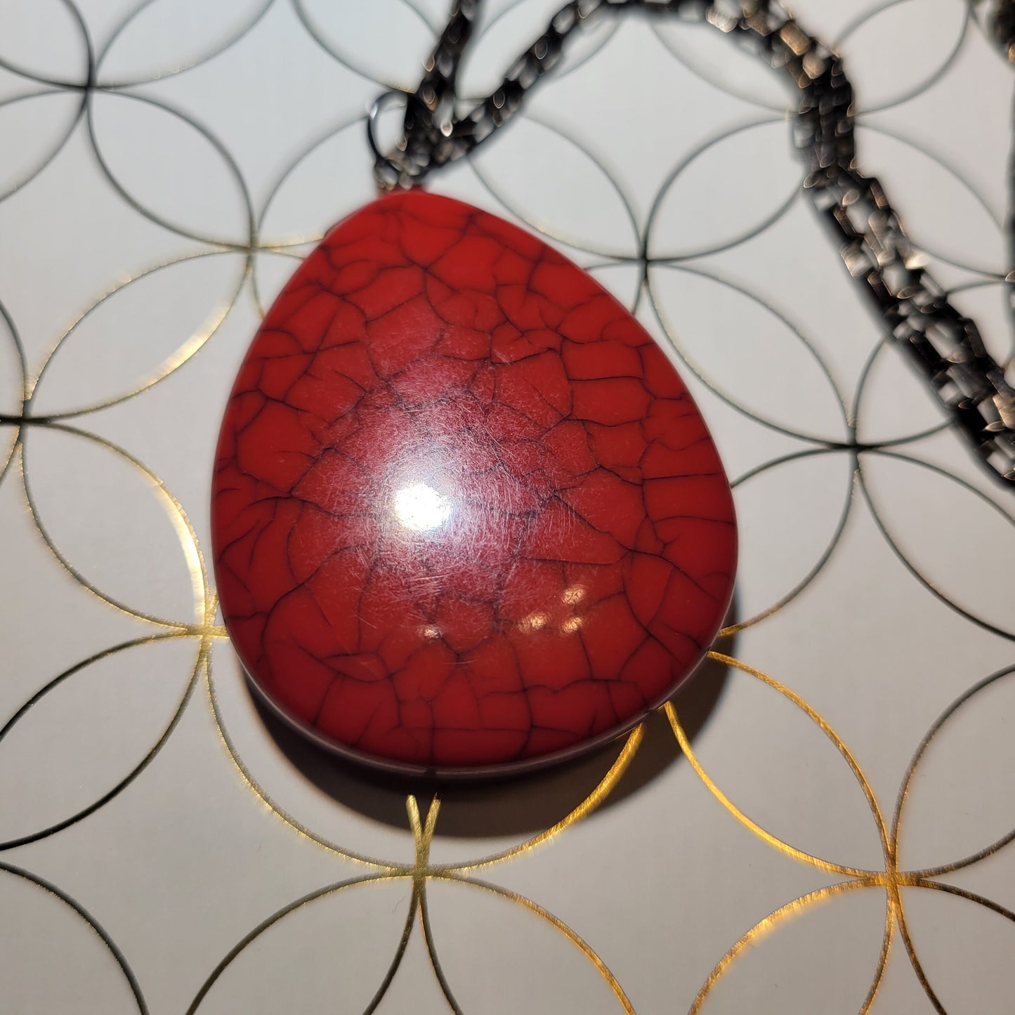 Crackled red jasper pendant necklace