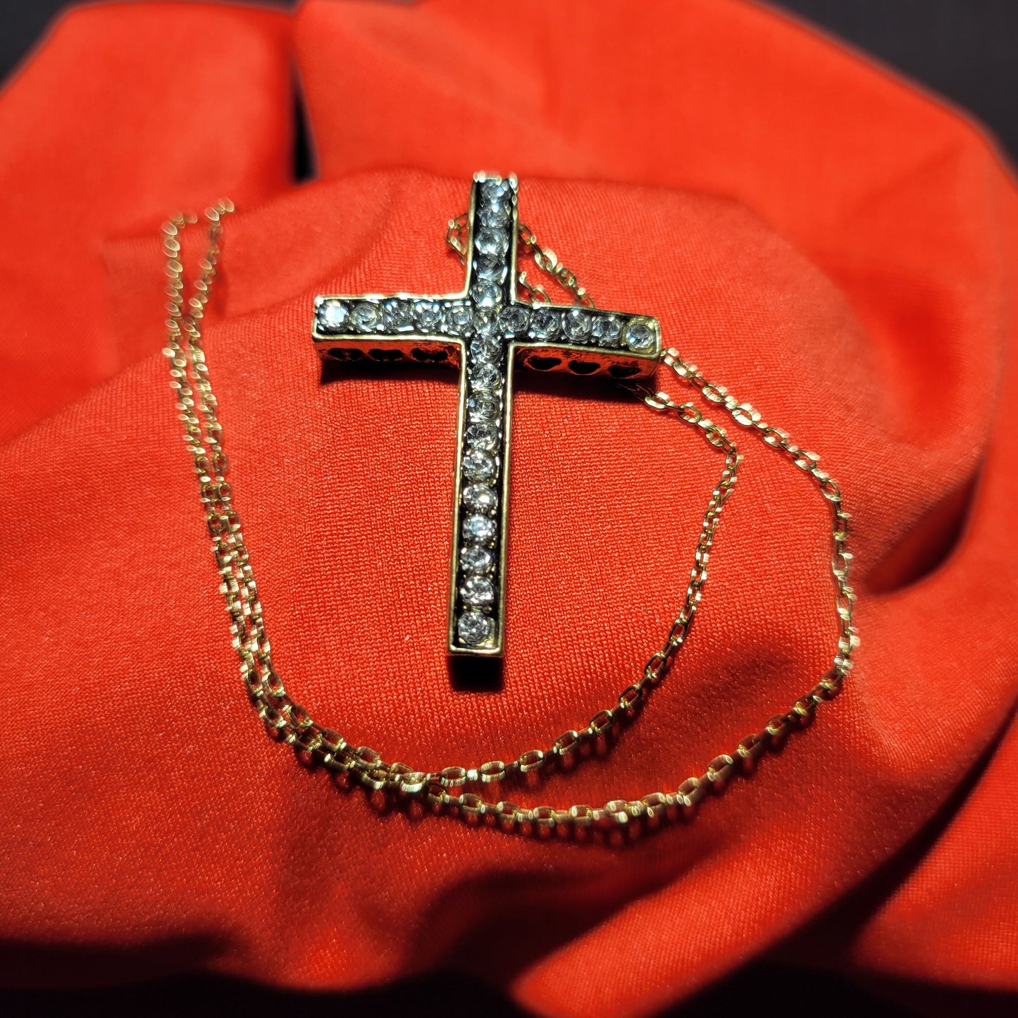 Gold bordered crystal cross