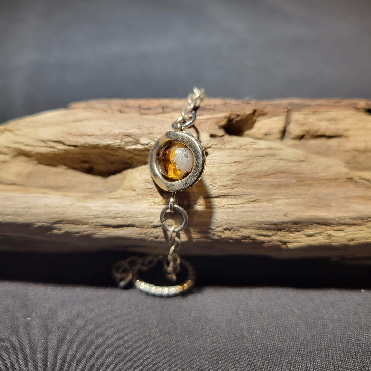 Brown Bead Charm Bracelet