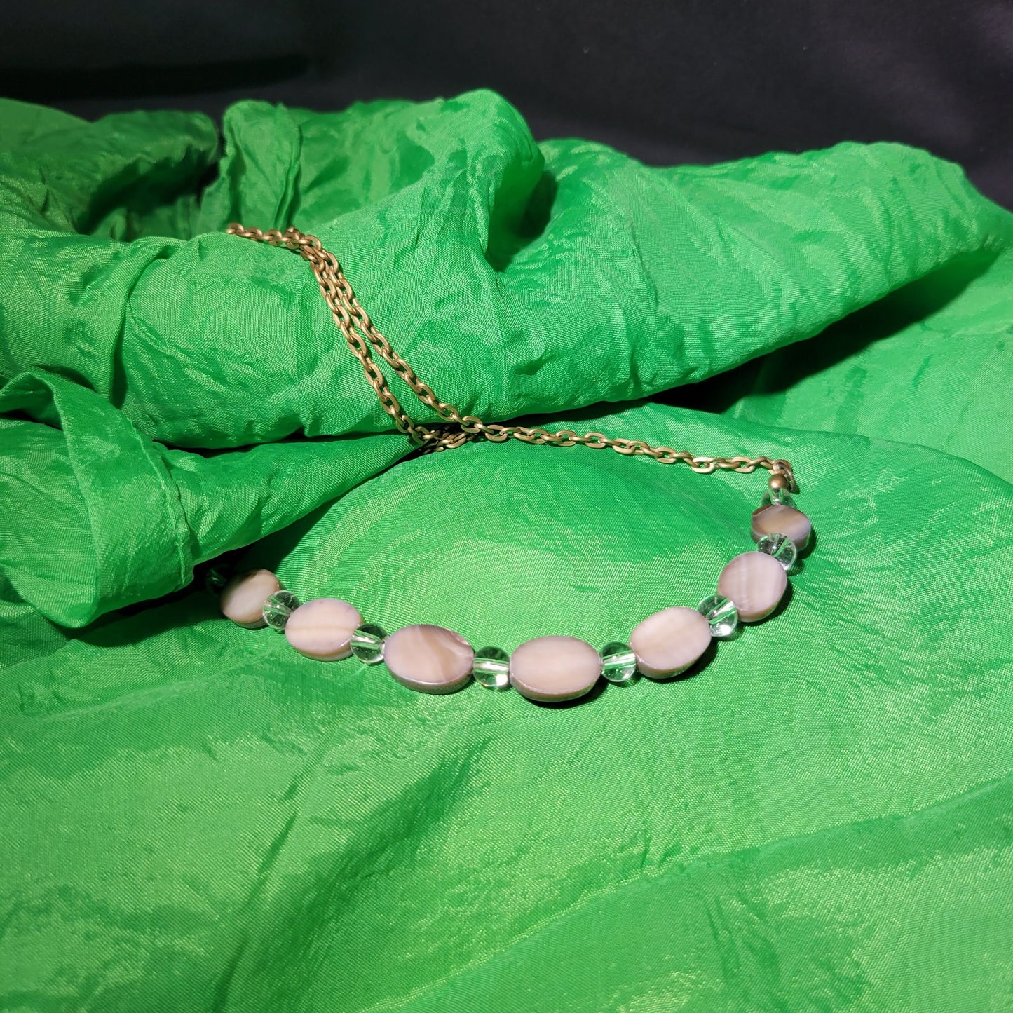 Taupe and Clear Beaded Necklace