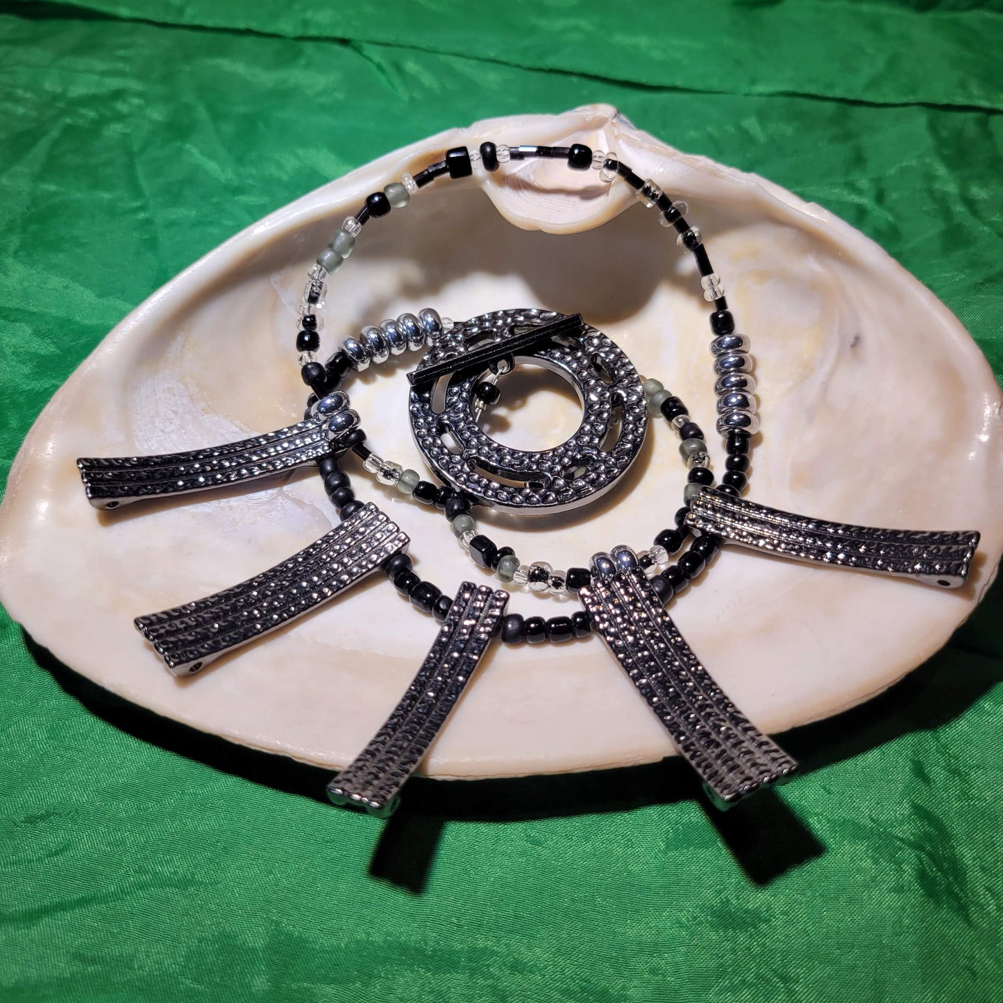 Black and Hematite Beaded Necklace