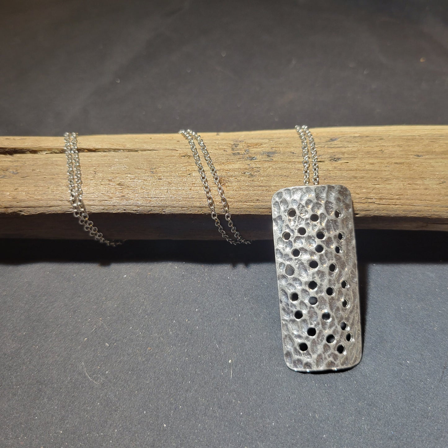 Stamped Rectangle Pendant Necklace