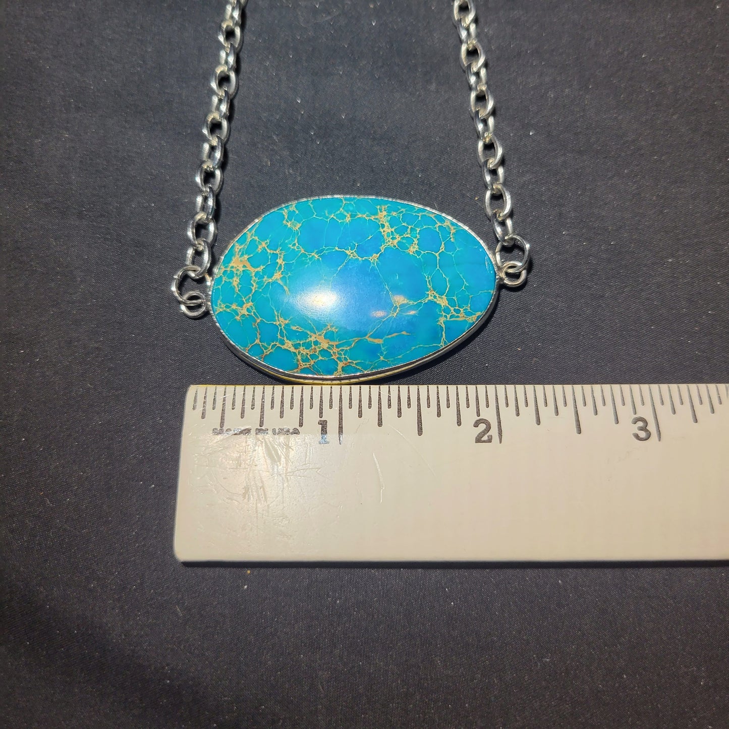 Blue Jasper Oval Pendant Necklace