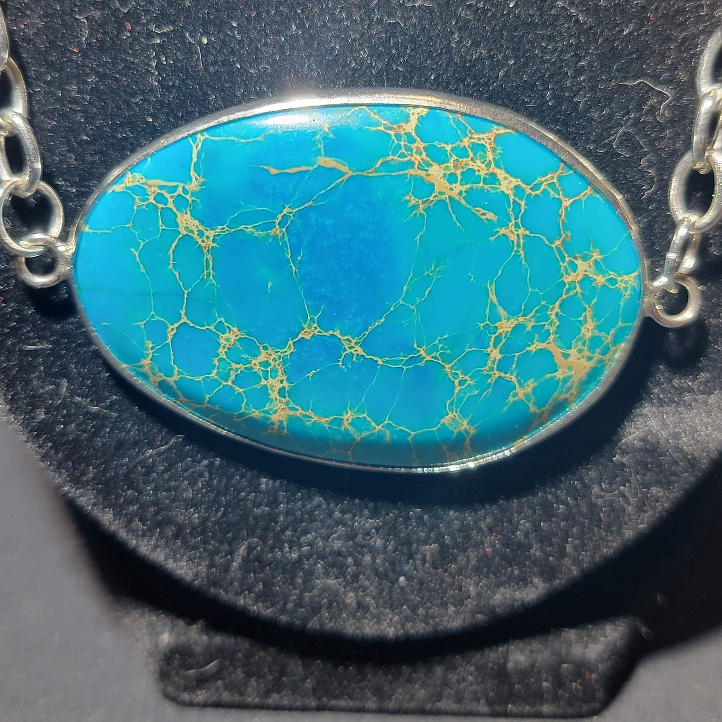 Blue Jasper Oval Pendant Necklace