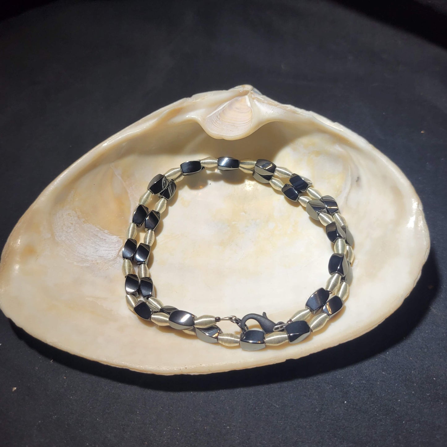 Hematite and Silver Beaded Necklace