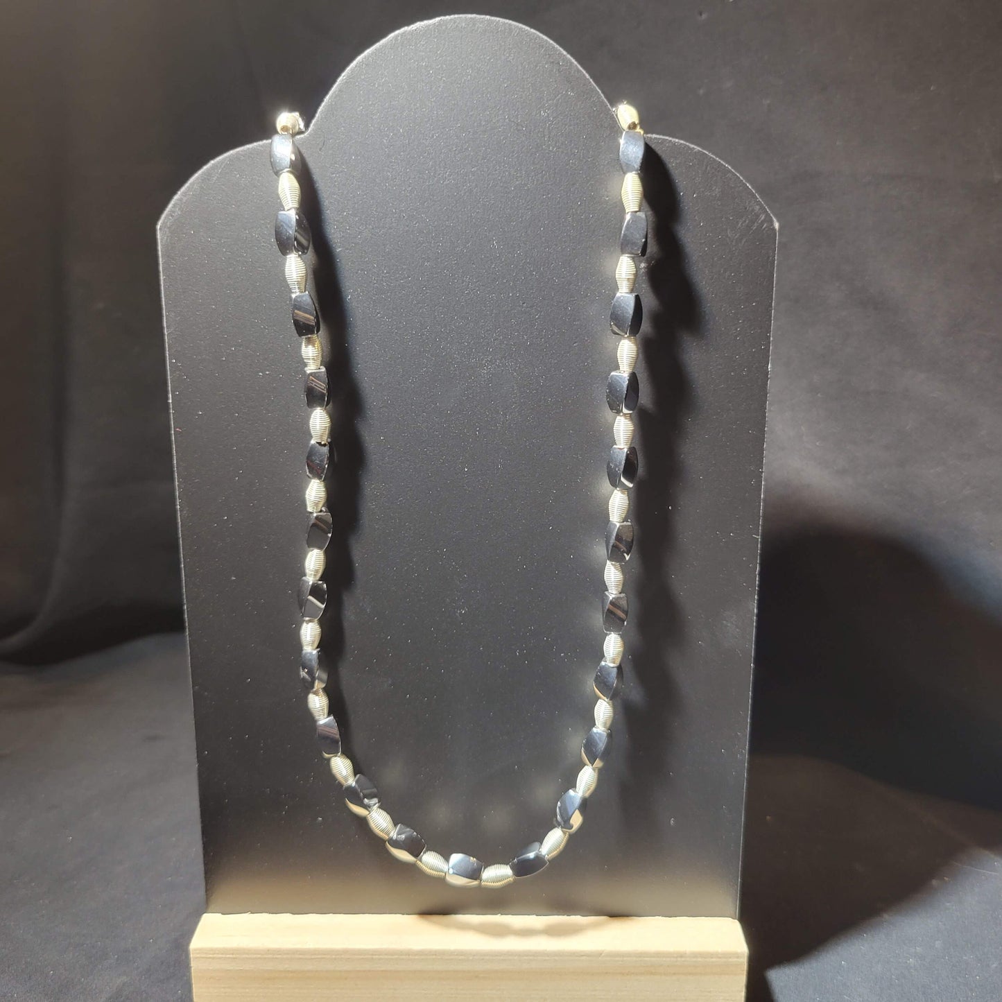 Hematite and Silver Beaded Necklace
