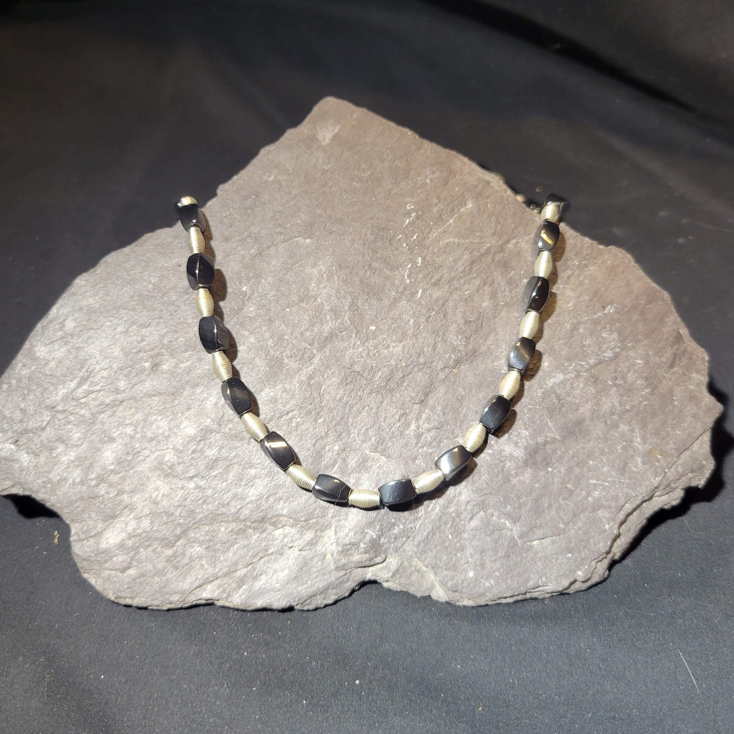 Hematite and Silver Beaded Necklace