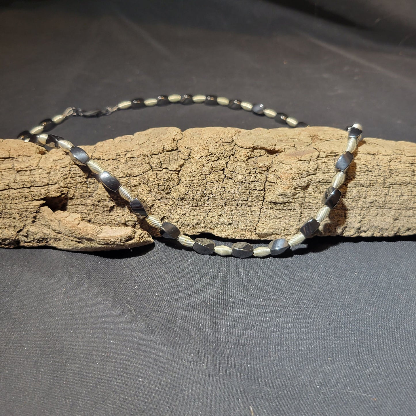 Hematite and Silver Beaded Necklace