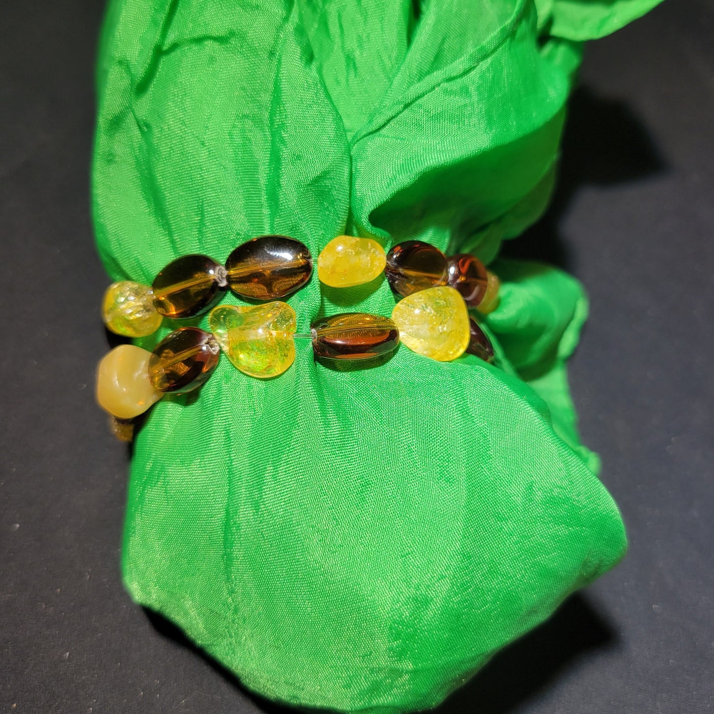 Yellow and Brown Beaded Bracelet