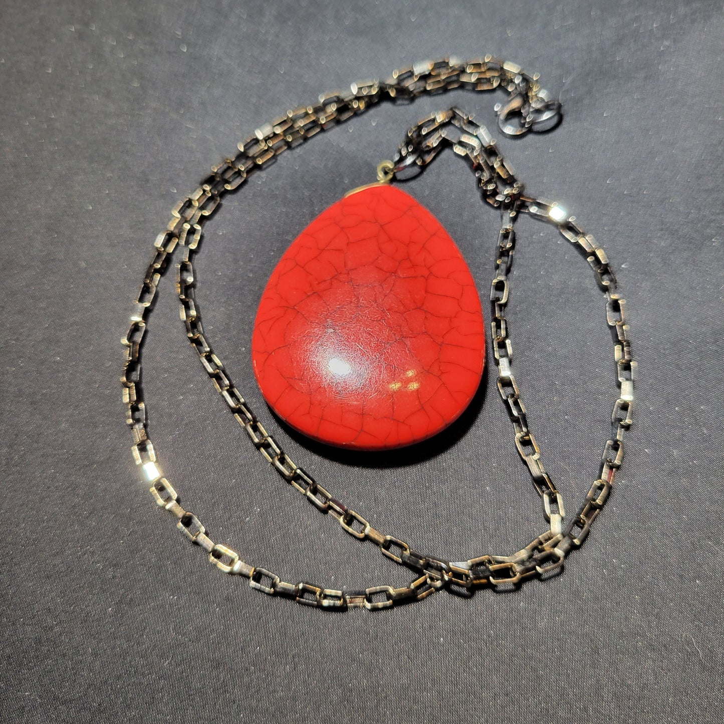Crackled red jasper pendant necklace