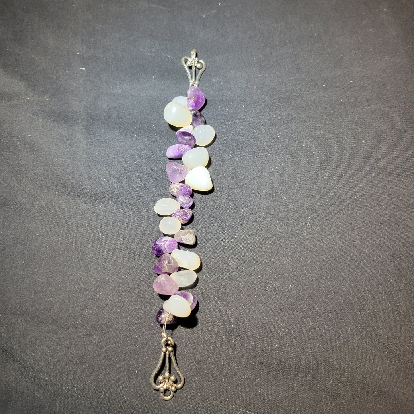 Amethyst and White Quartz Beaded Bracelet