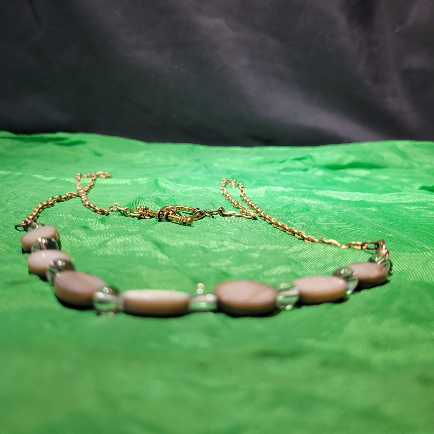 Taupe and Clear Beaded Necklace