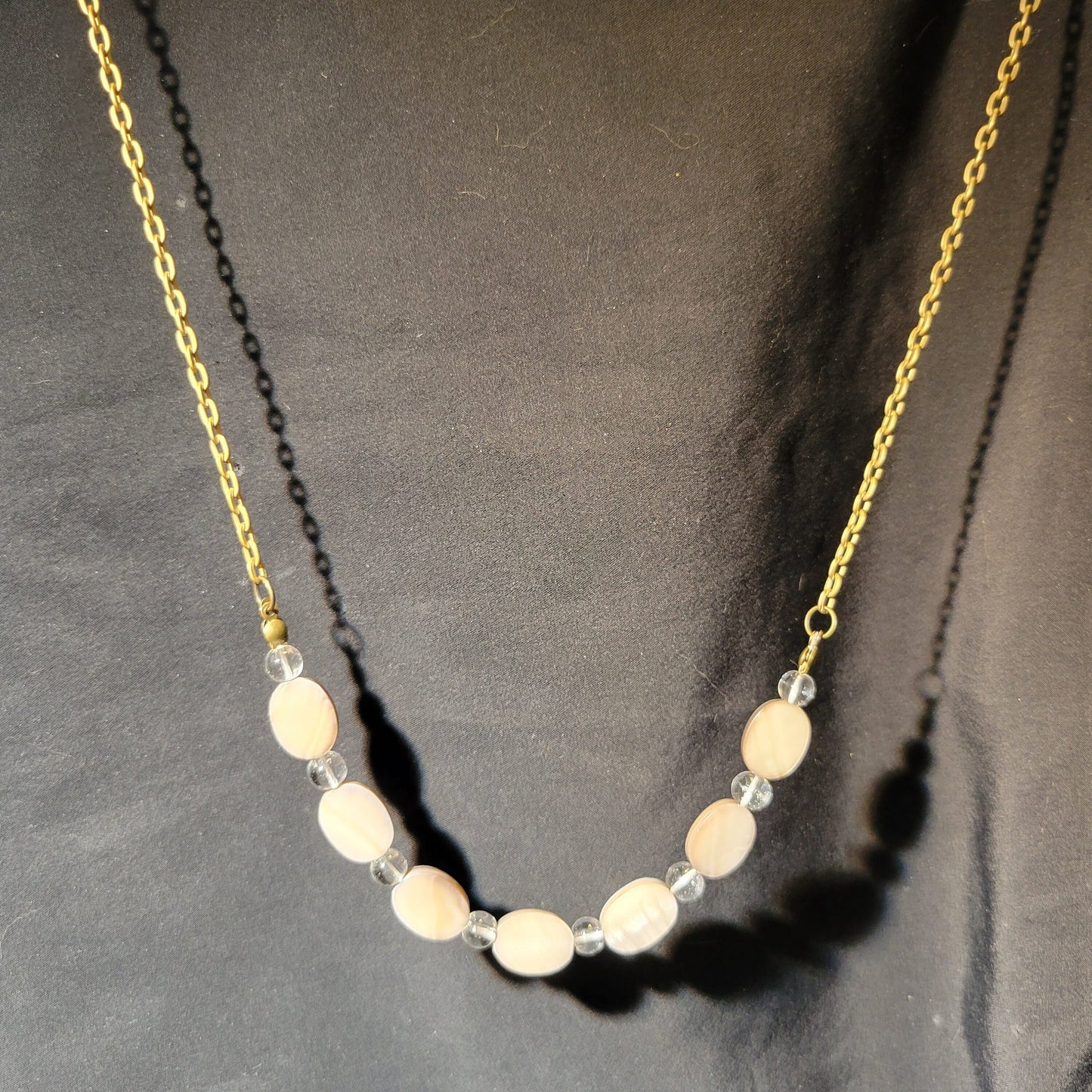 Taupe and Clear Beaded Necklace