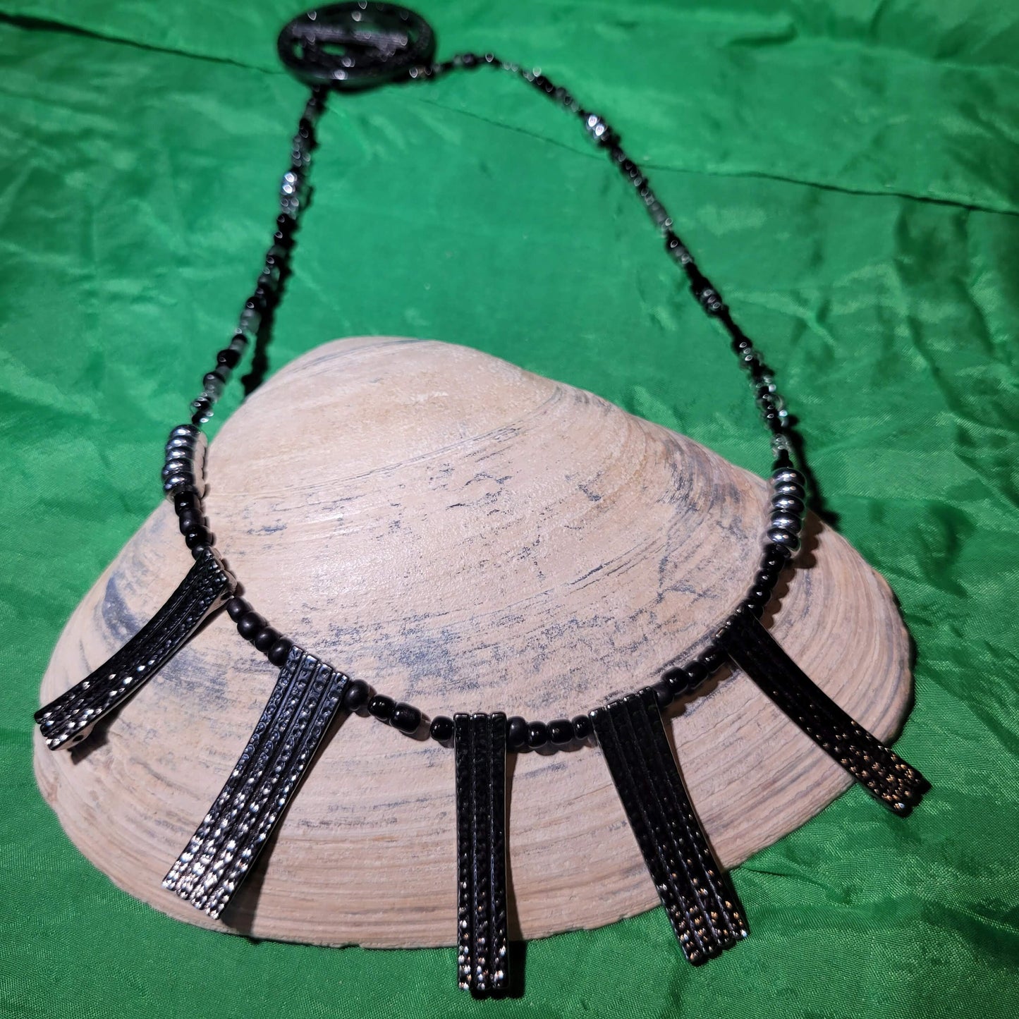 Black and Hematite Beaded Necklace