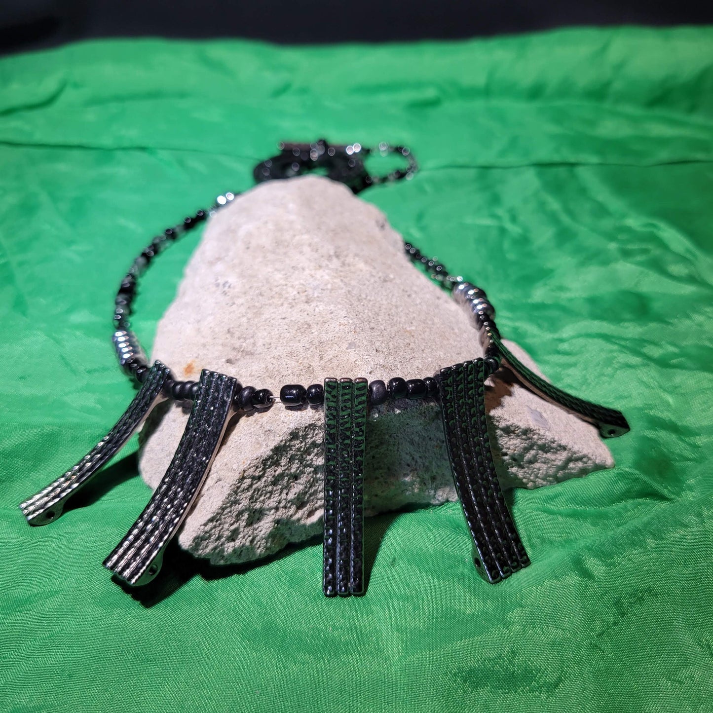 Black and Hematite Beaded Necklace