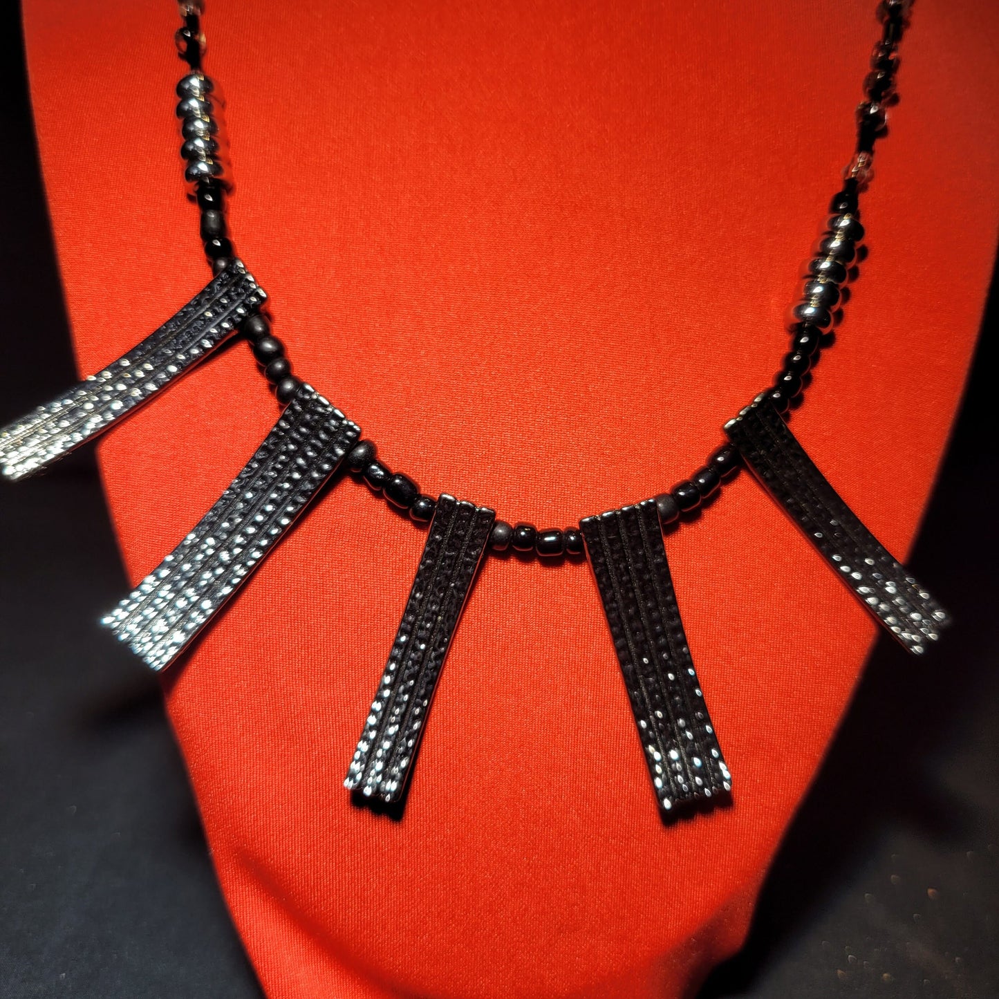 Black and Hematite Beaded Necklace