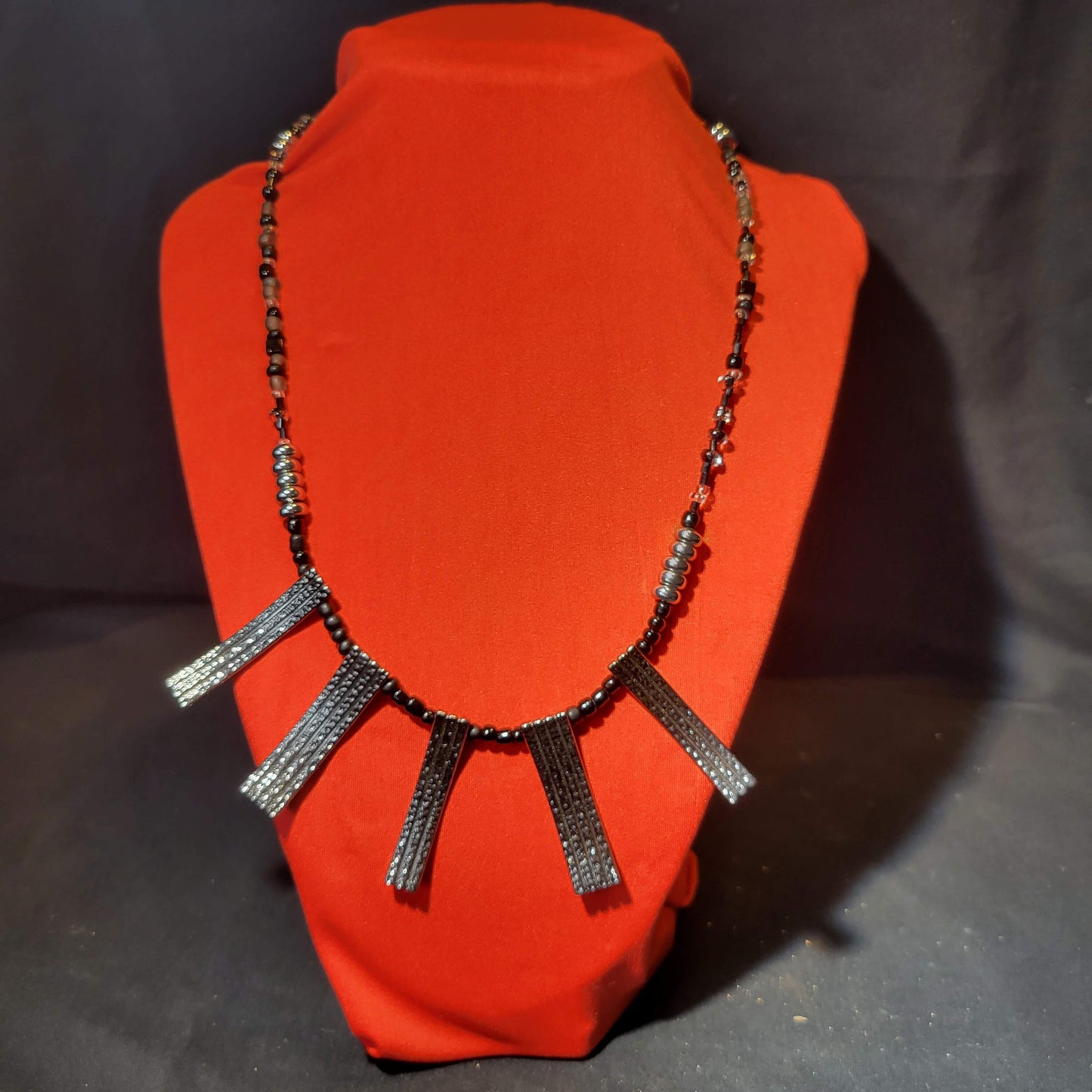 Black and Hematite Beaded Necklace