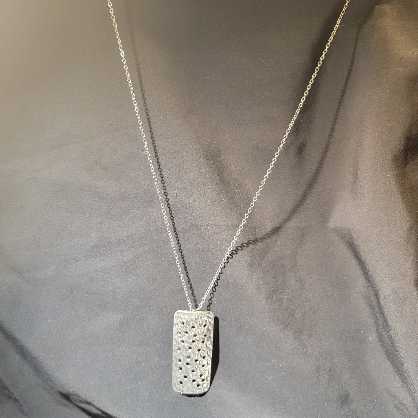 Stamped Rectangle Pendant Necklace