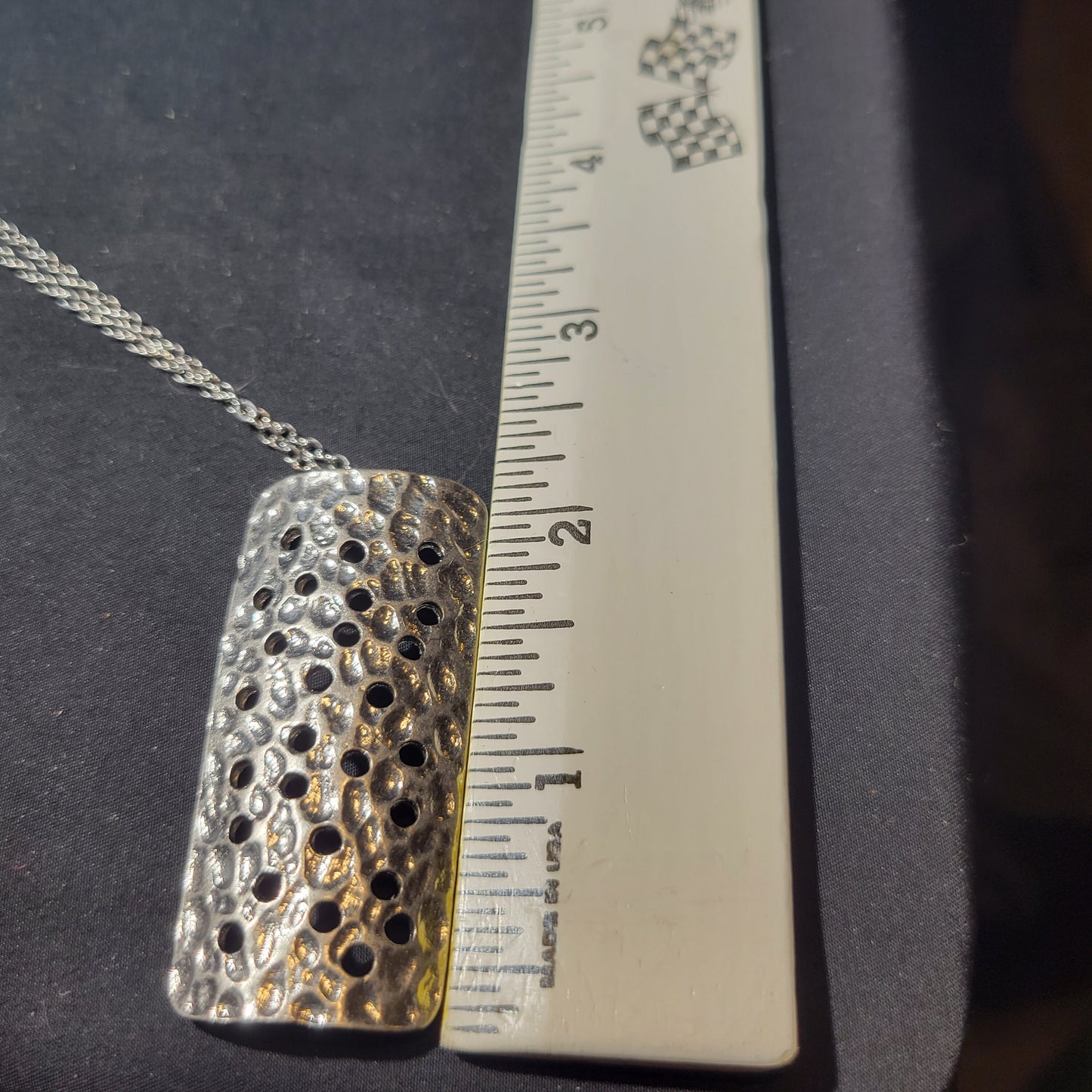Stamped Rectangle Pendant Necklace