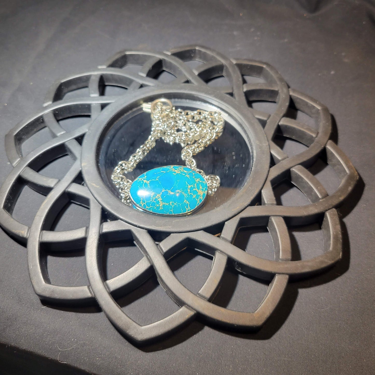 Blue Jasper Oval Pendant Necklace