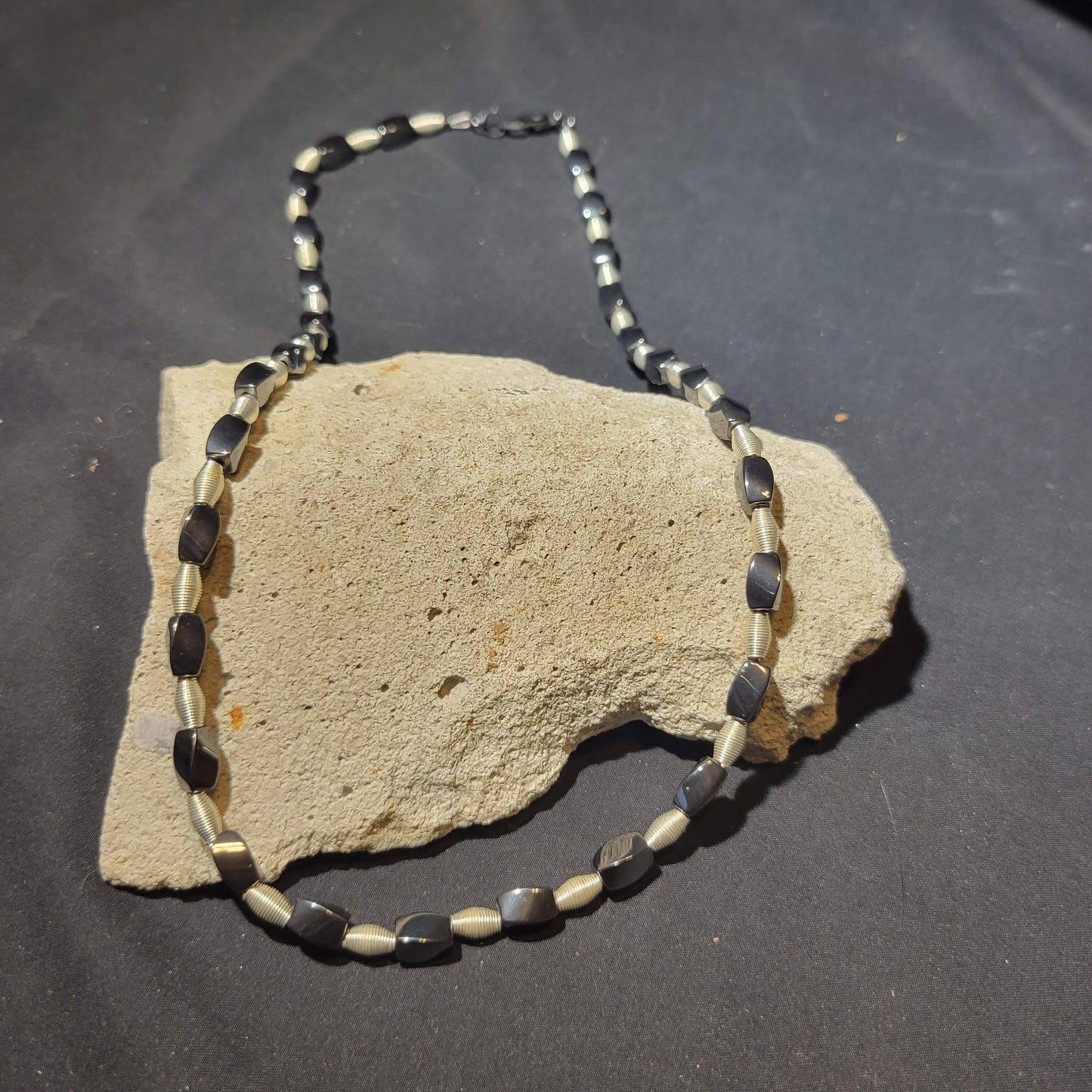 Hematite and Silver Beaded Necklace