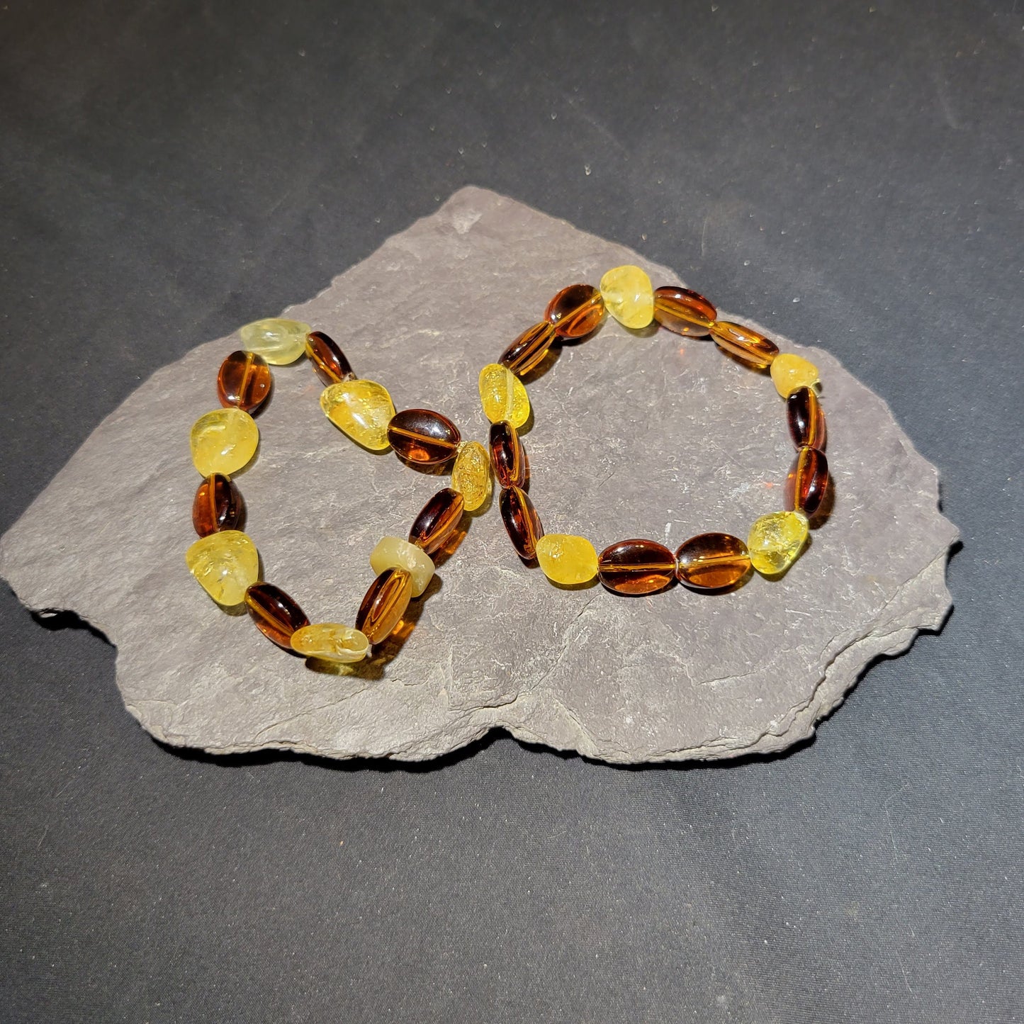 Yellow and Brown Beaded Bracelet