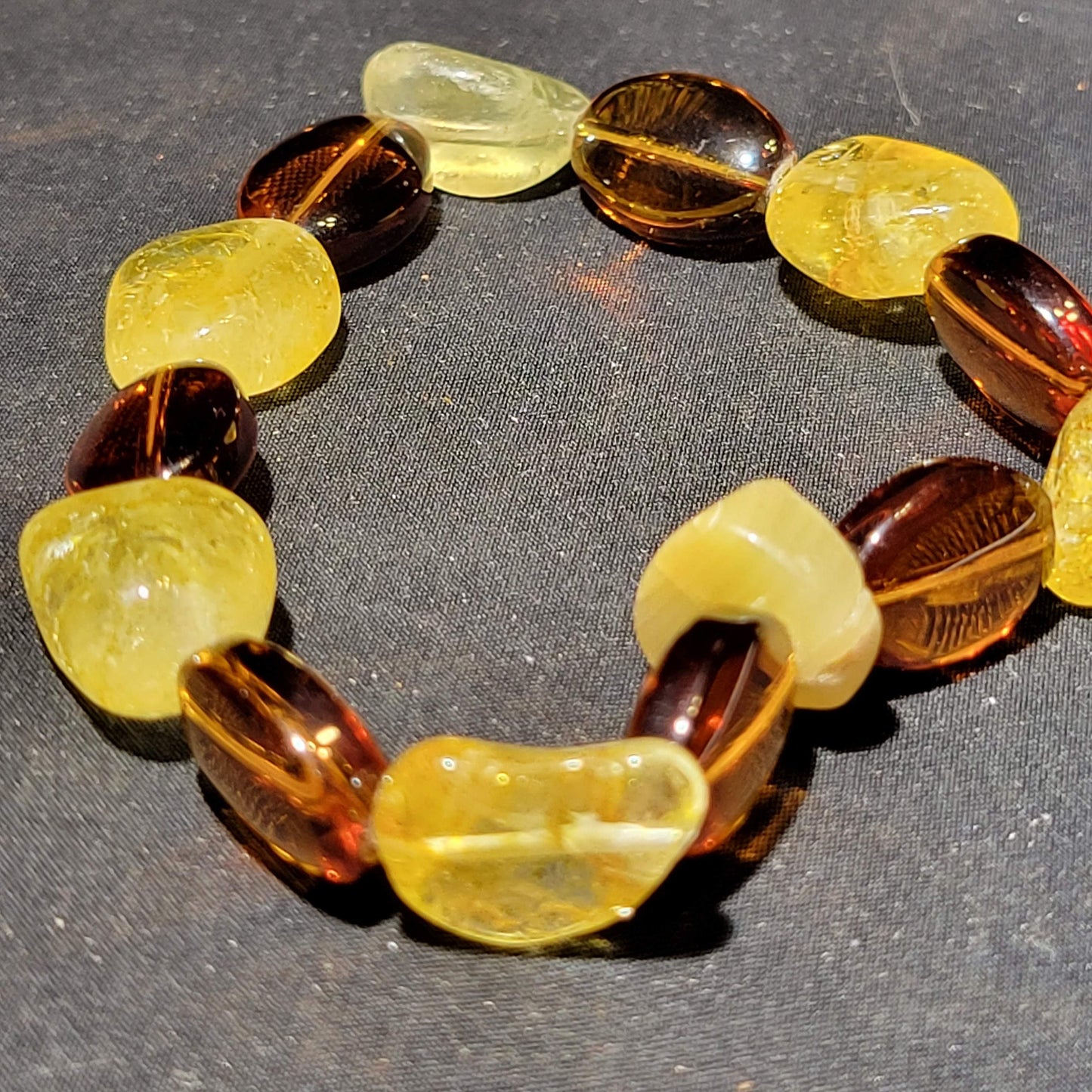 Yellow and Brown Beaded Bracelet