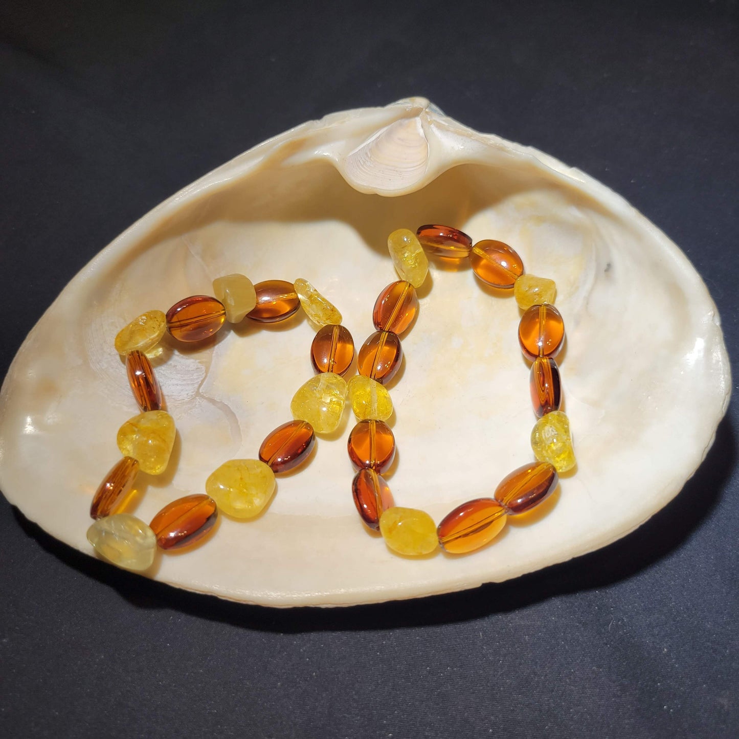 Yellow and Brown Beaded Bracelet