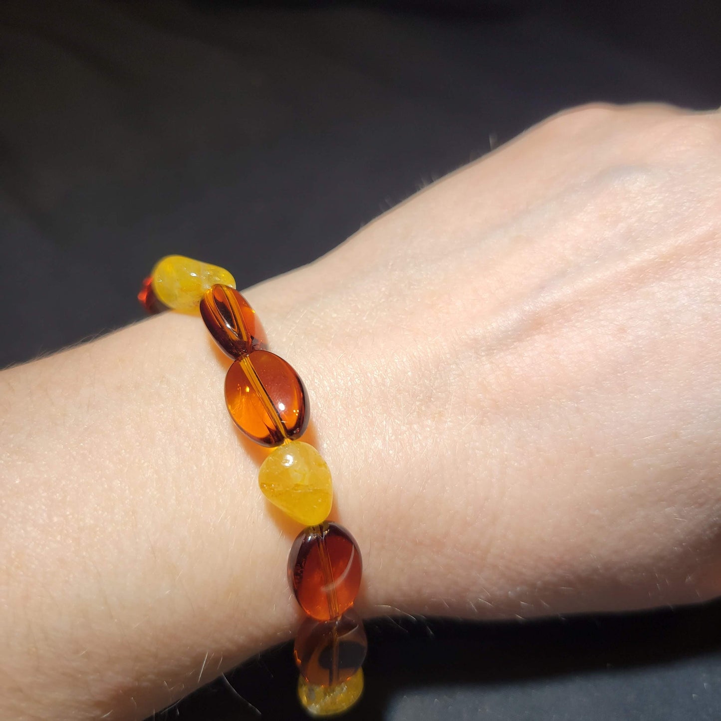 Yellow and Brown Beaded Bracelet