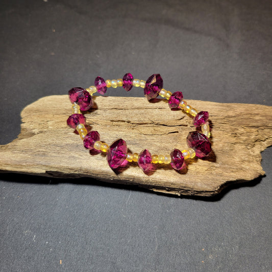 Purple and Yellow Acrylic Beaded Bracelet