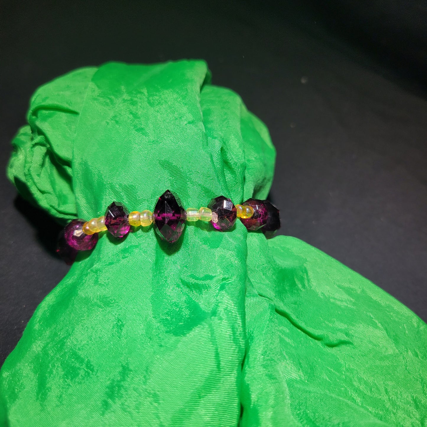 Purple and Yellow Acrylic Beaded Bracelet