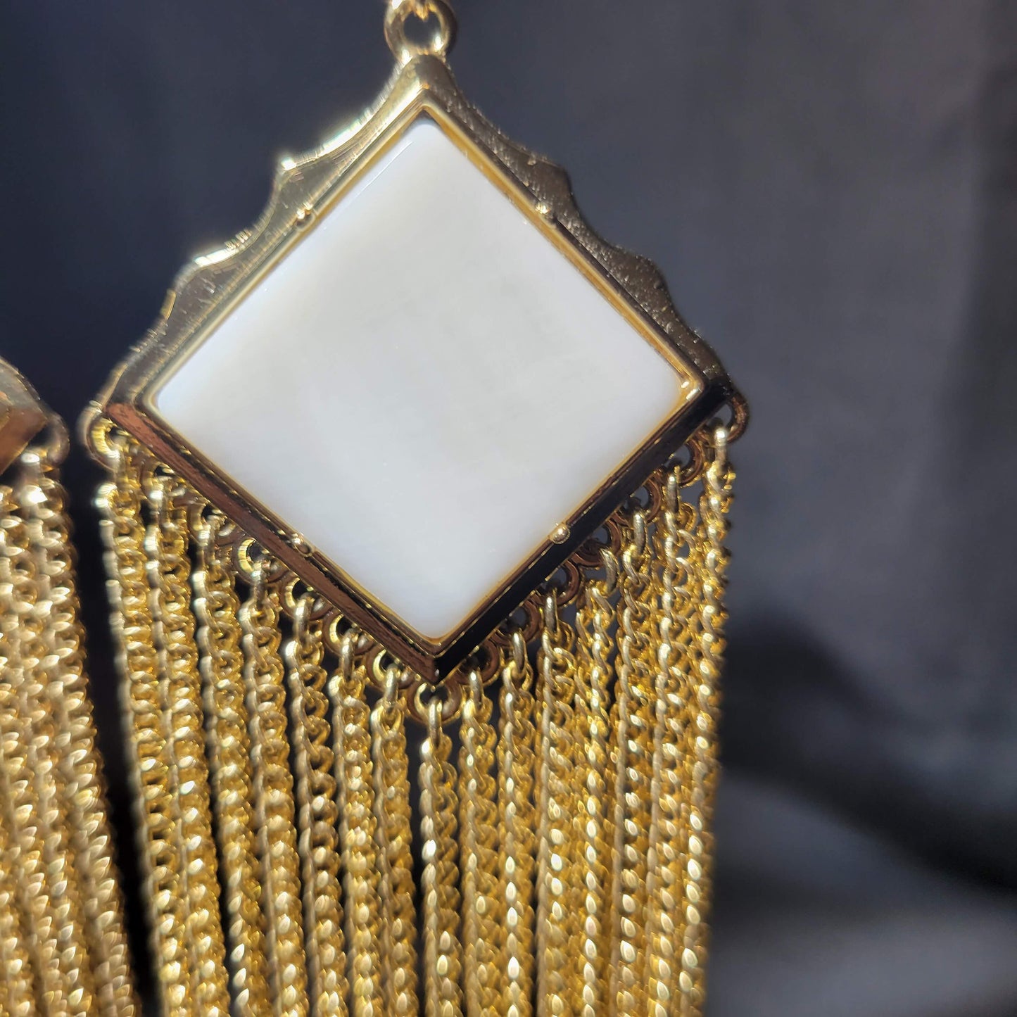 Marble and Chain Dangle Earrings