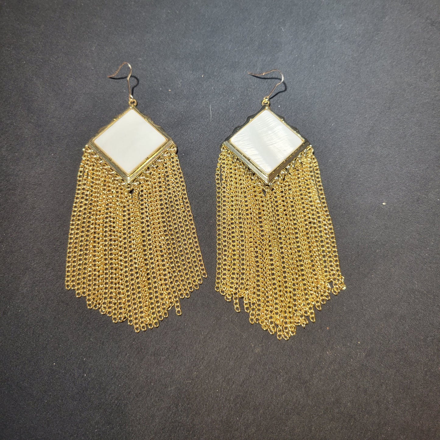 Marble and Chain Dangle Earrings