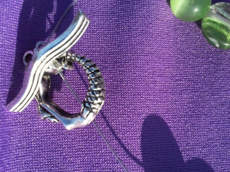 Teal and lime glass beaded necklace