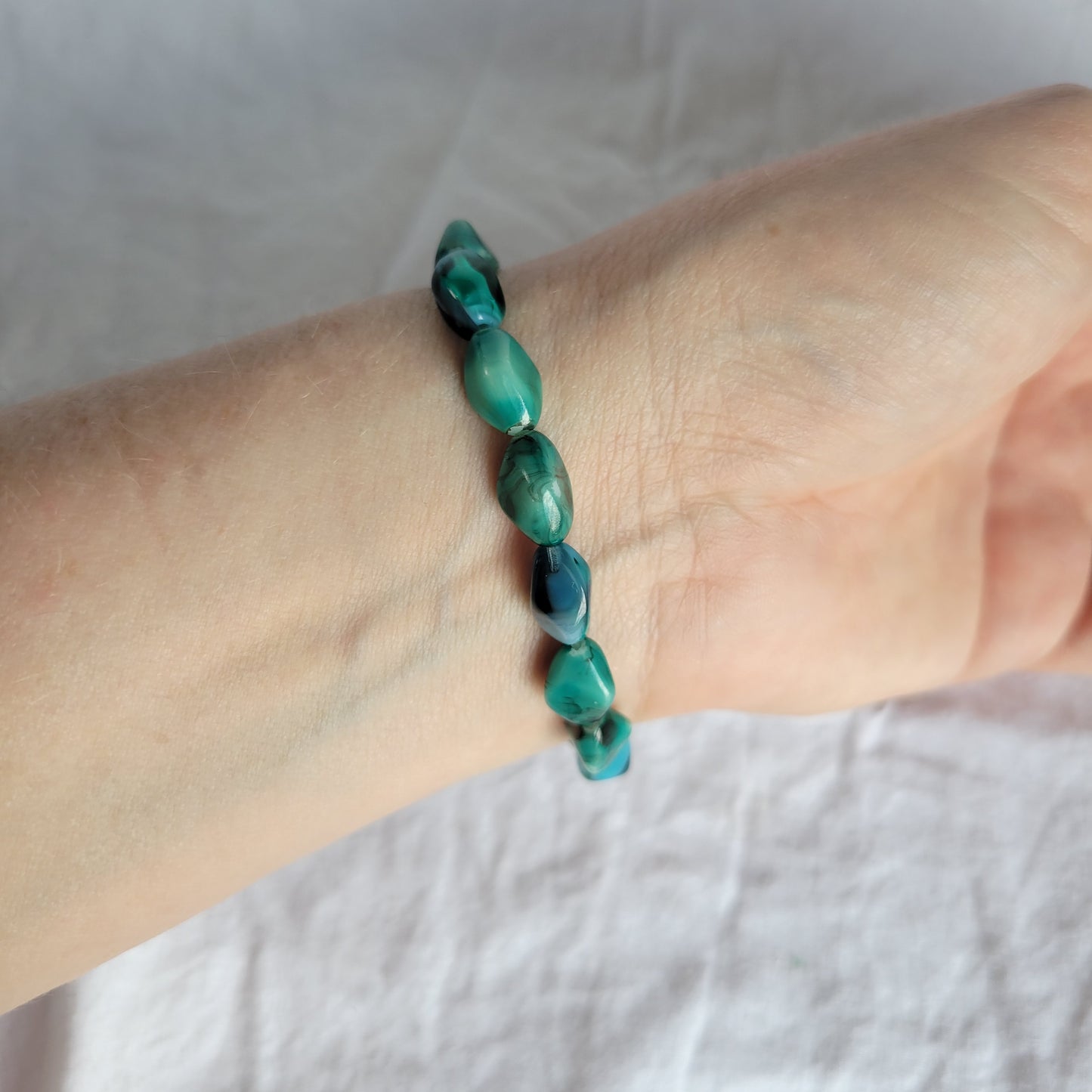 Blue Green Beaded Bracelet