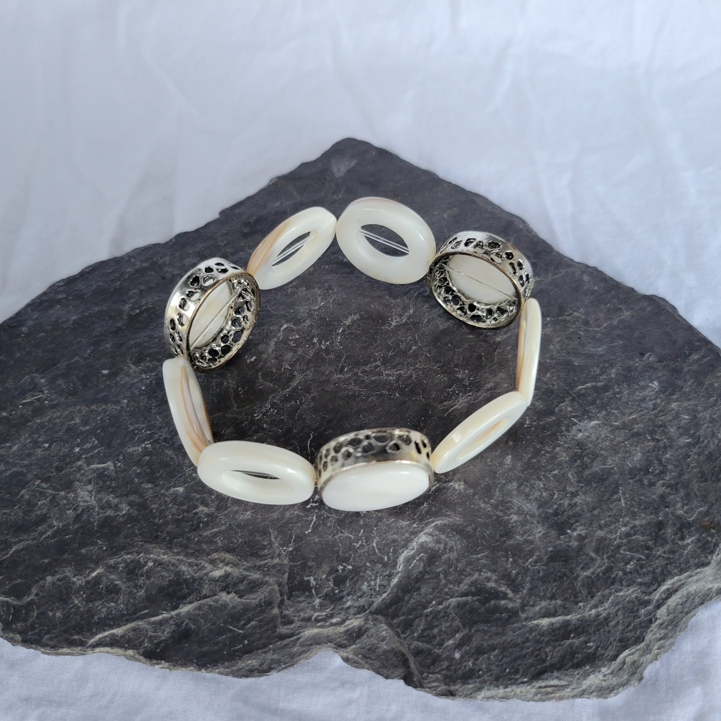 Shell and Silver Bracelet