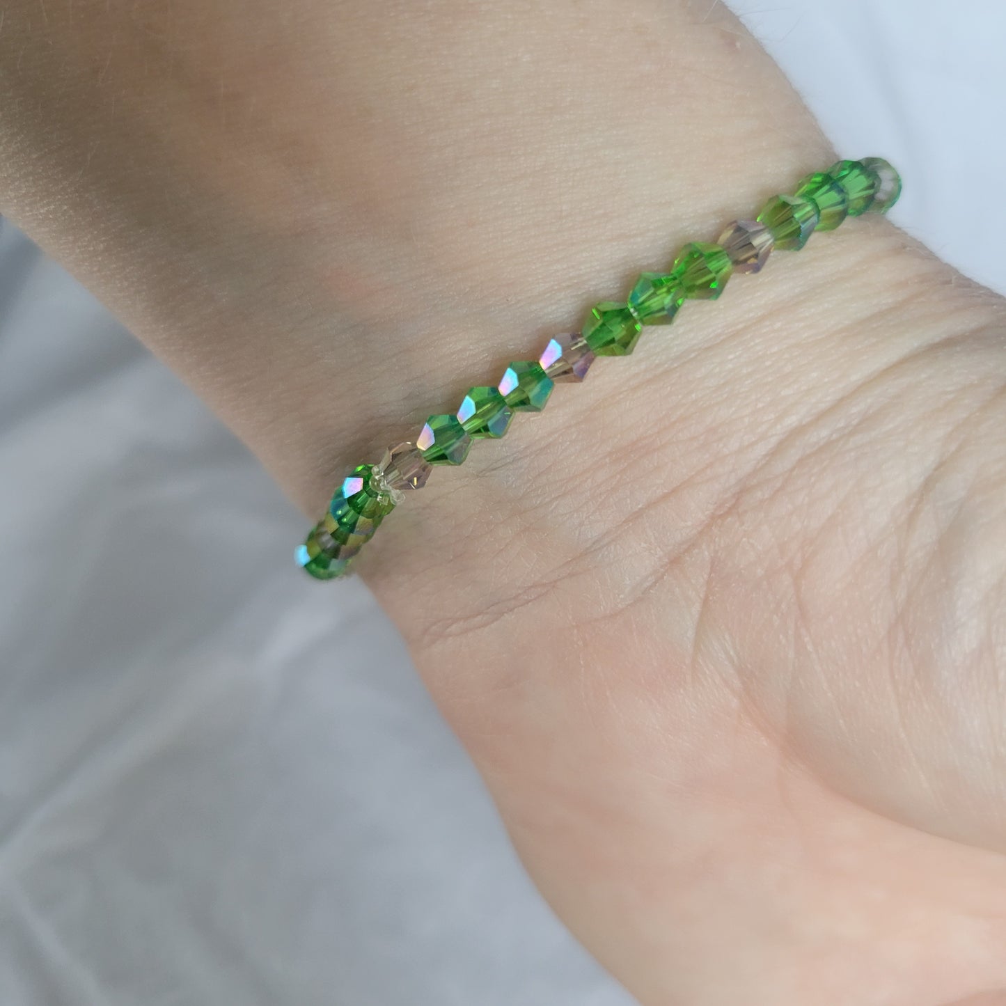 Green and Smoke Beaded Bracelet