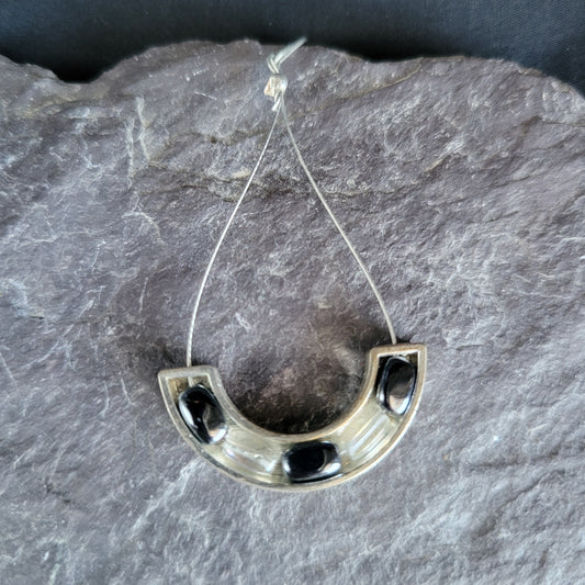 Metal Crescent on Wire Teardrop Earrings