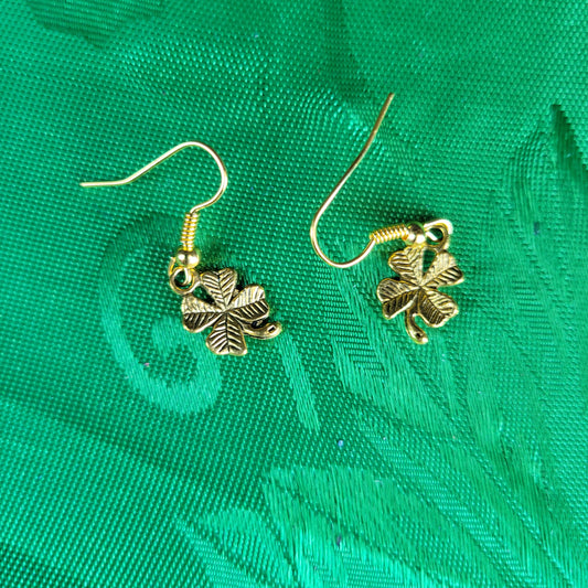 Small Gold Clover Earrings