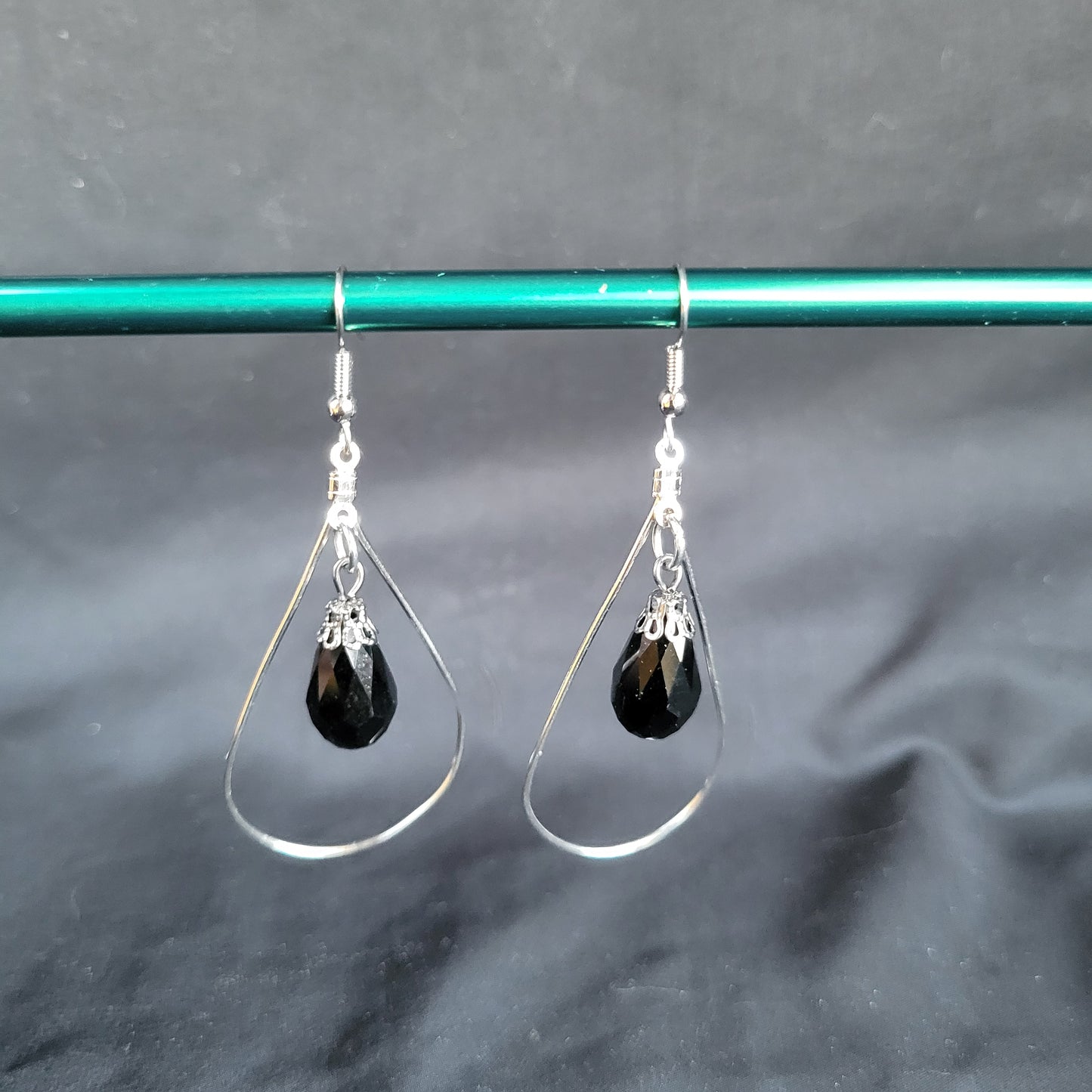 Black Dangle Teardrop Earrings