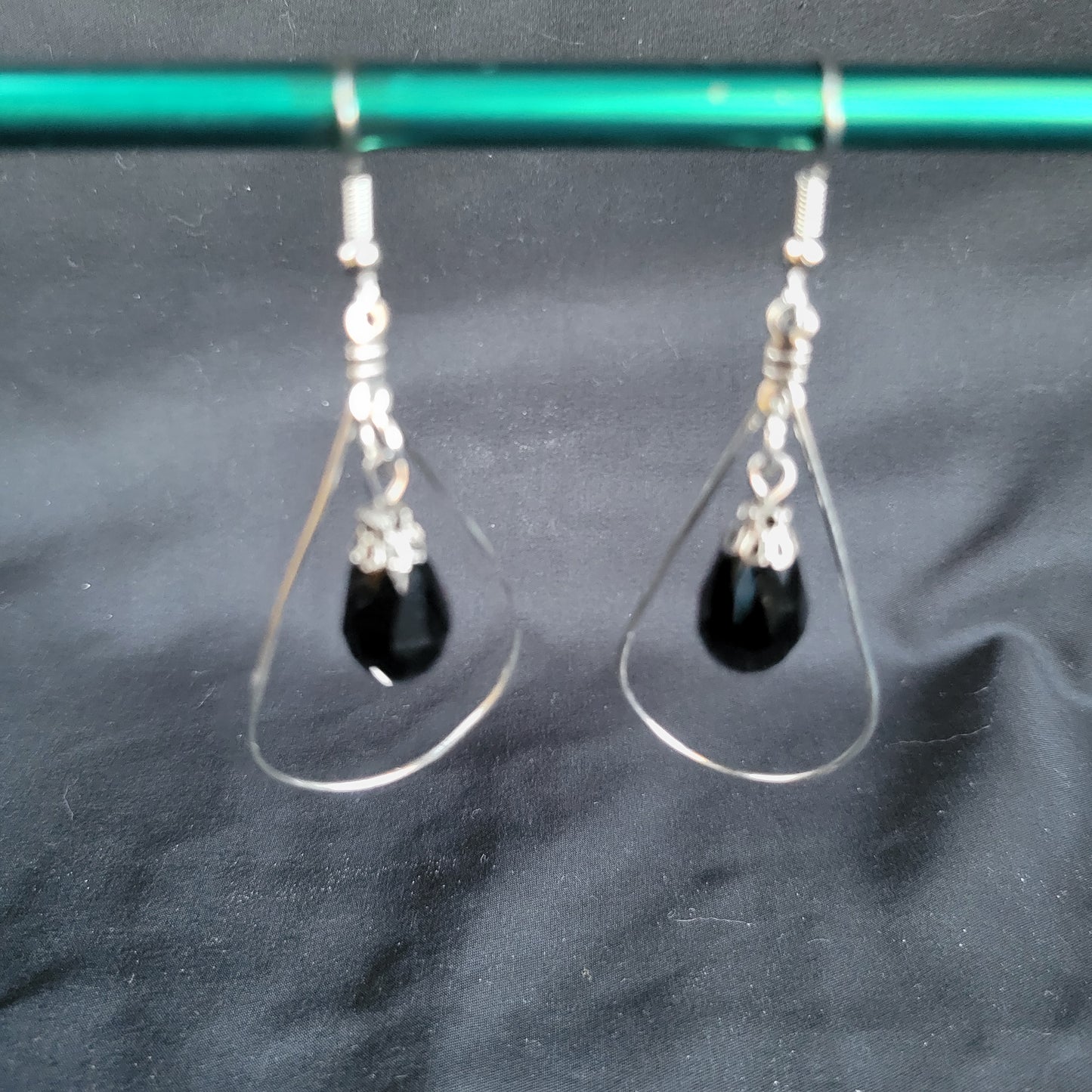 Black Dangle Teardrop Earrings