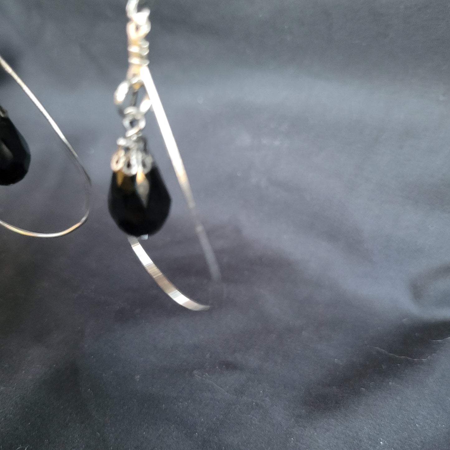 Black Dangle Teardrop Earrings