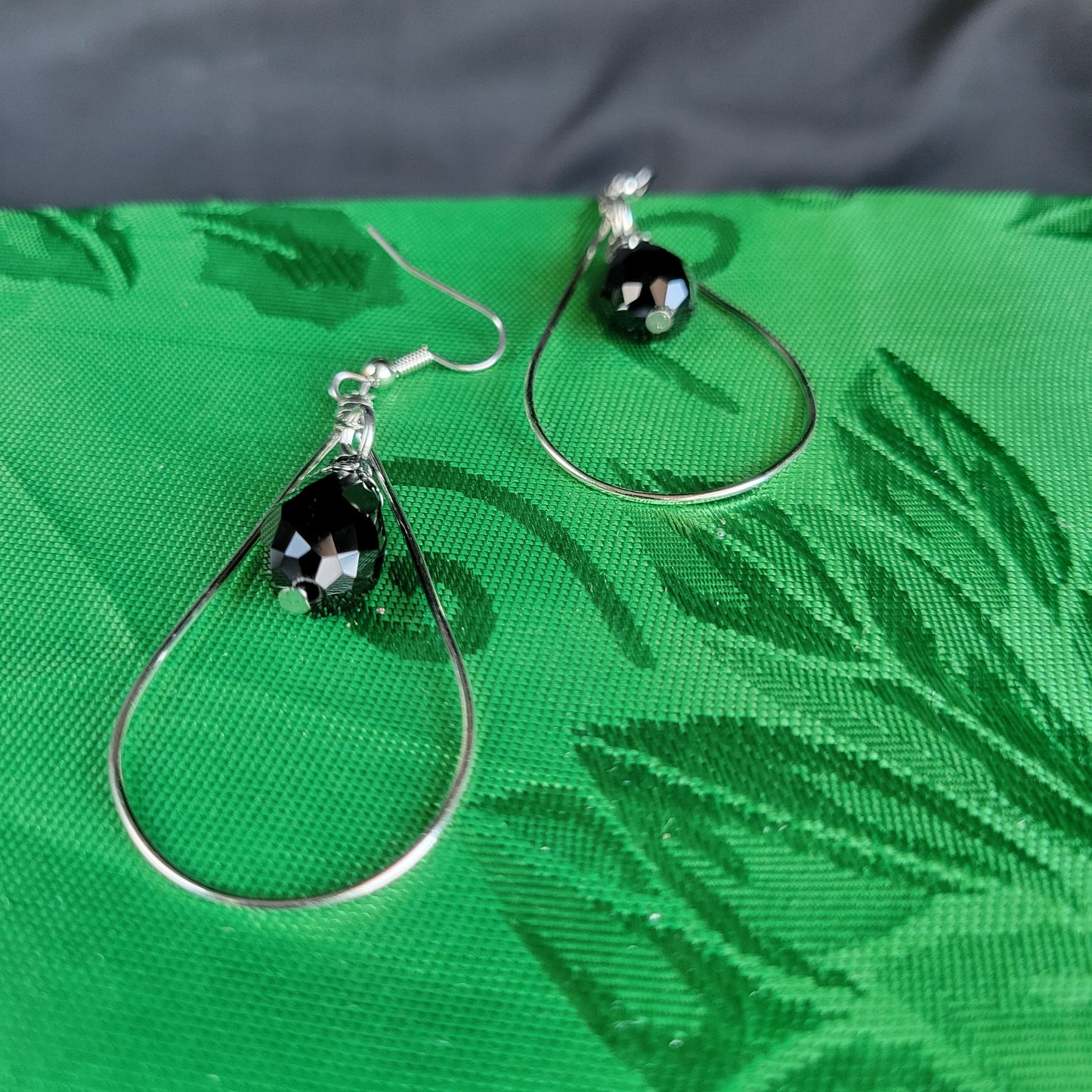 Black Dangle Teardrop Earrings