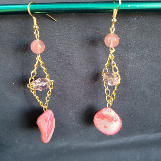 Pink Shell Trapeze Earrings