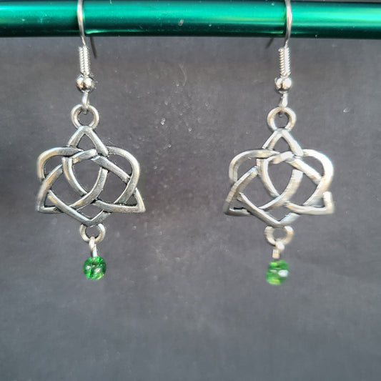 Celtic Heart Knot with Bead Earrings